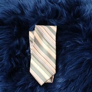 Striped Tan and Green Men's Tie